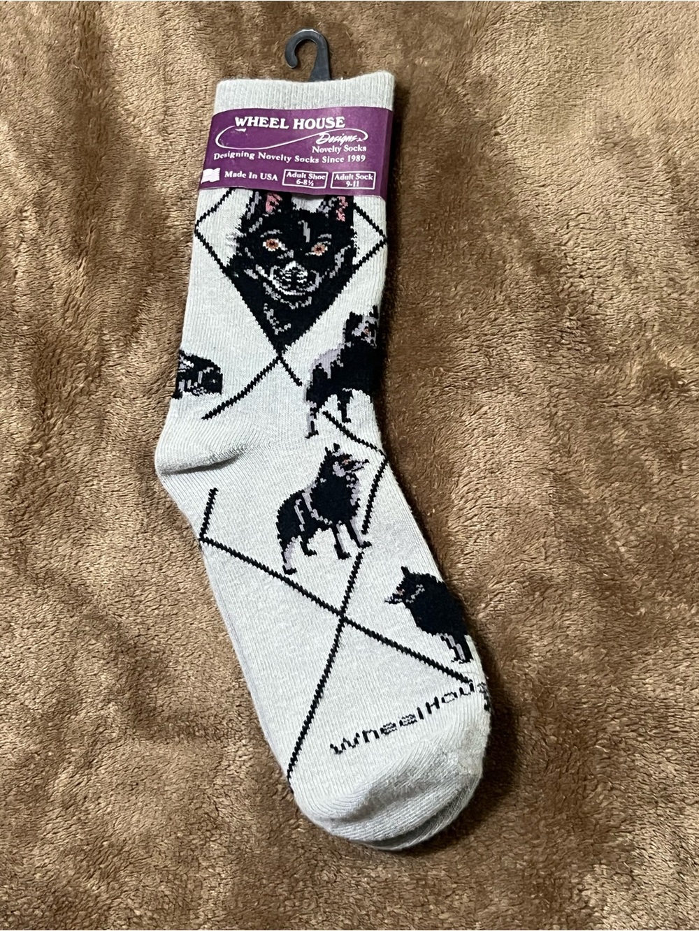 Wheel House Men’s Dog Pattern Crew Socks - Light Gray/Black